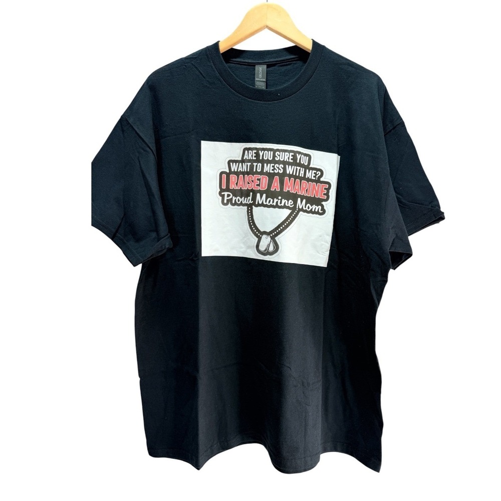 Graphic T-Shirt Womens XL Black I Raised A Marine Proud Marine Mom Military USMC
